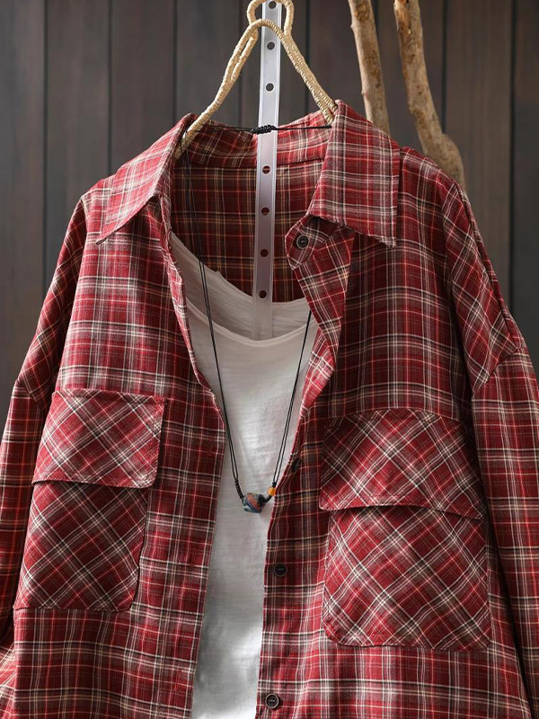ゆったりシルエットチェック柄シャツ