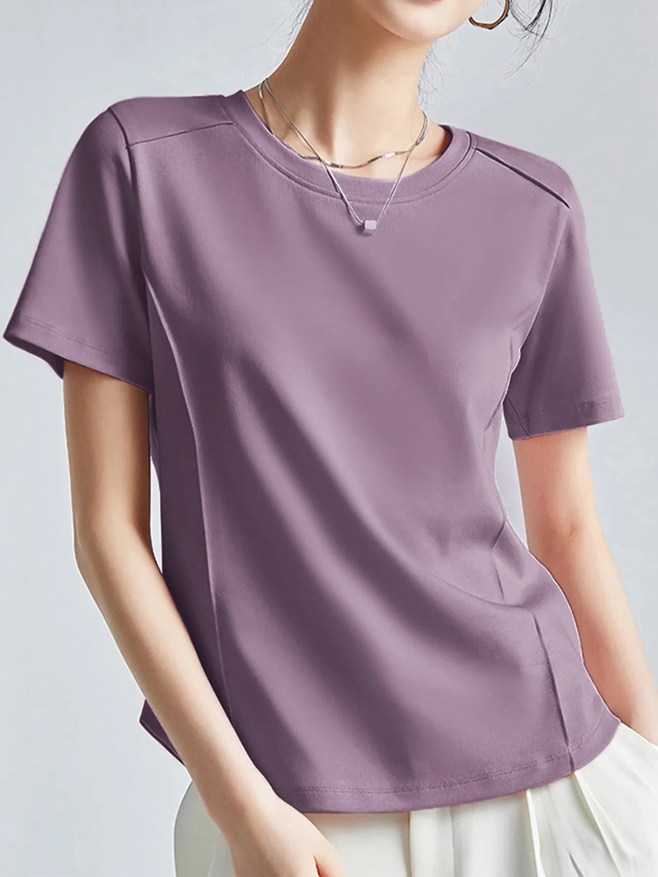 シルケットコットン素材クルーネック半袖Tシャツ