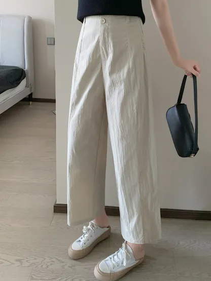 接触冷感速乾カジュアルなストレートパンツ