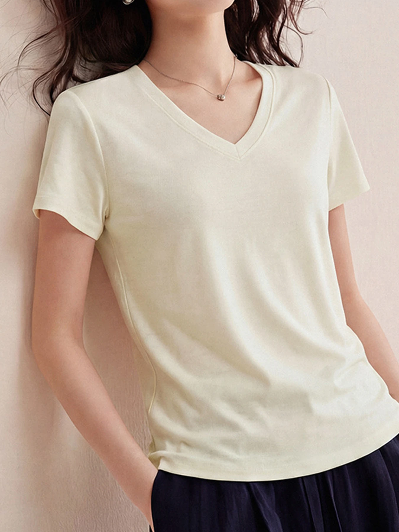 ヴィンテージライクなリヨセルリネン半袖Tシャツ