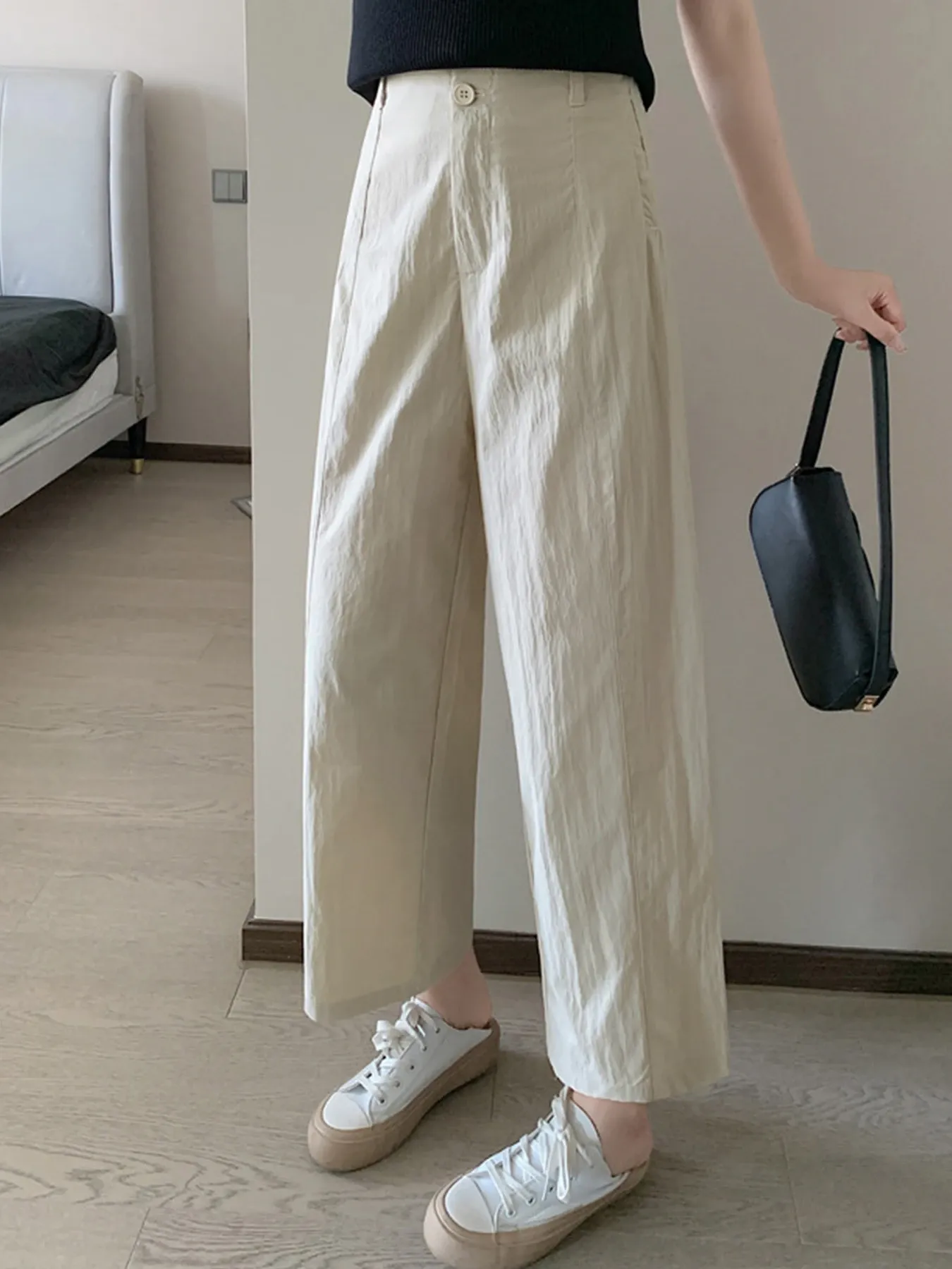 「身長145cm以上向け」接触冷感速乾カジュアルなストレートパンツ