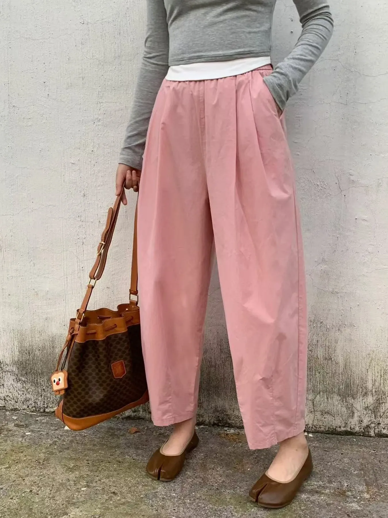 「身長145cm以上向け」ゆったり体型カバー薄手バルーンパンツ