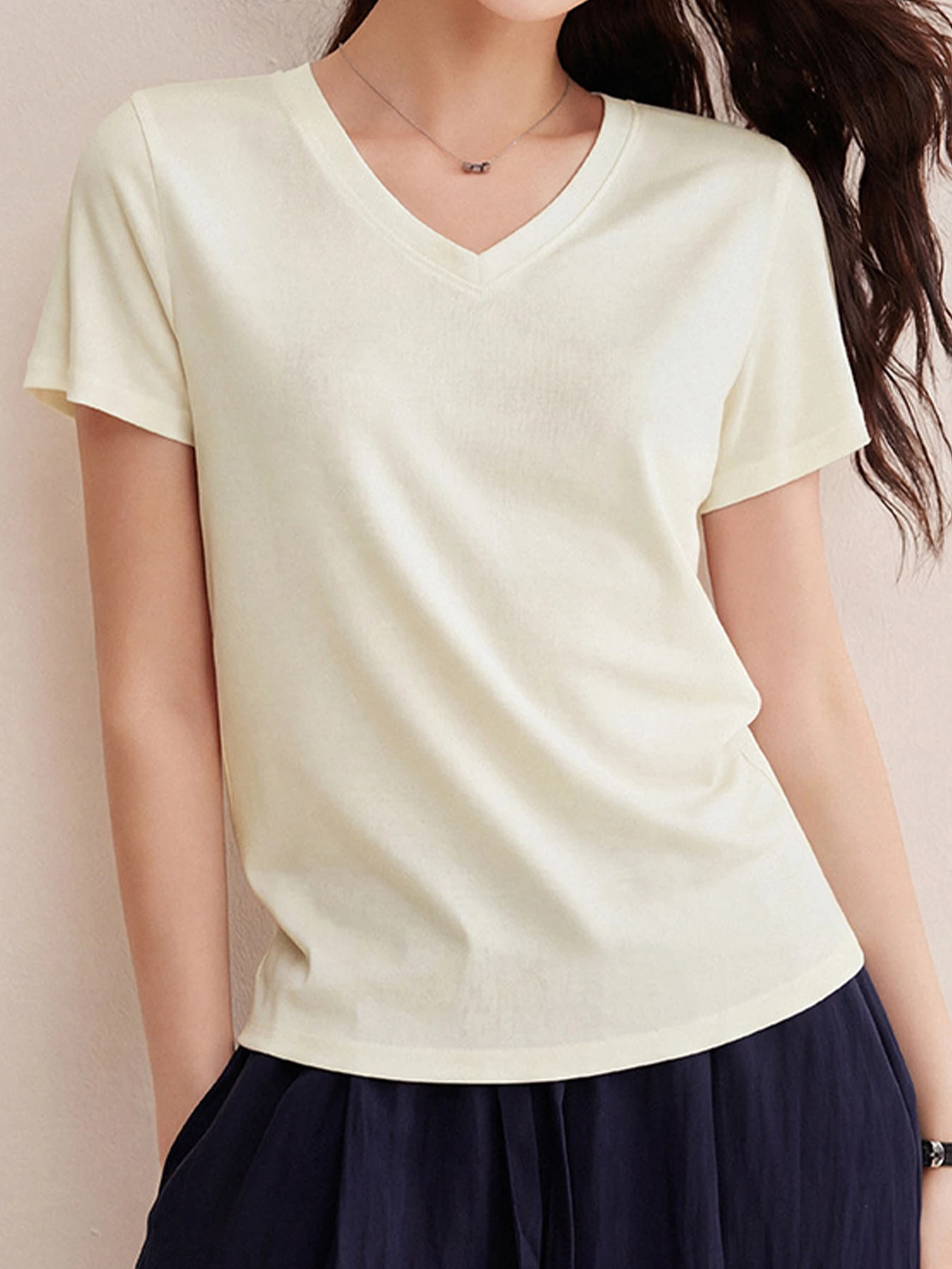 ヴィンテージライクなリヨセルリネン半袖Tシャツ