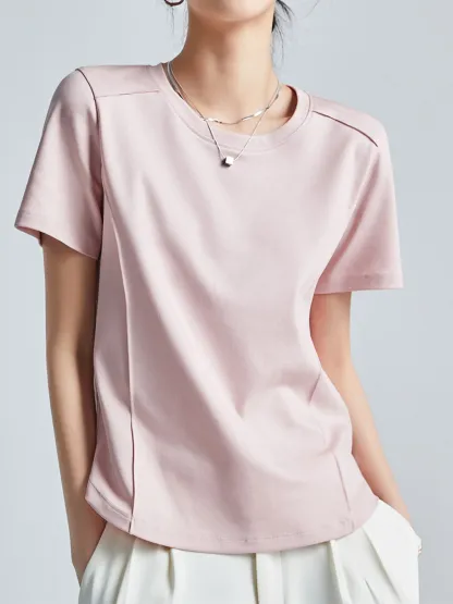 シルケットコットン素材クルーネック半袖Tシャツ