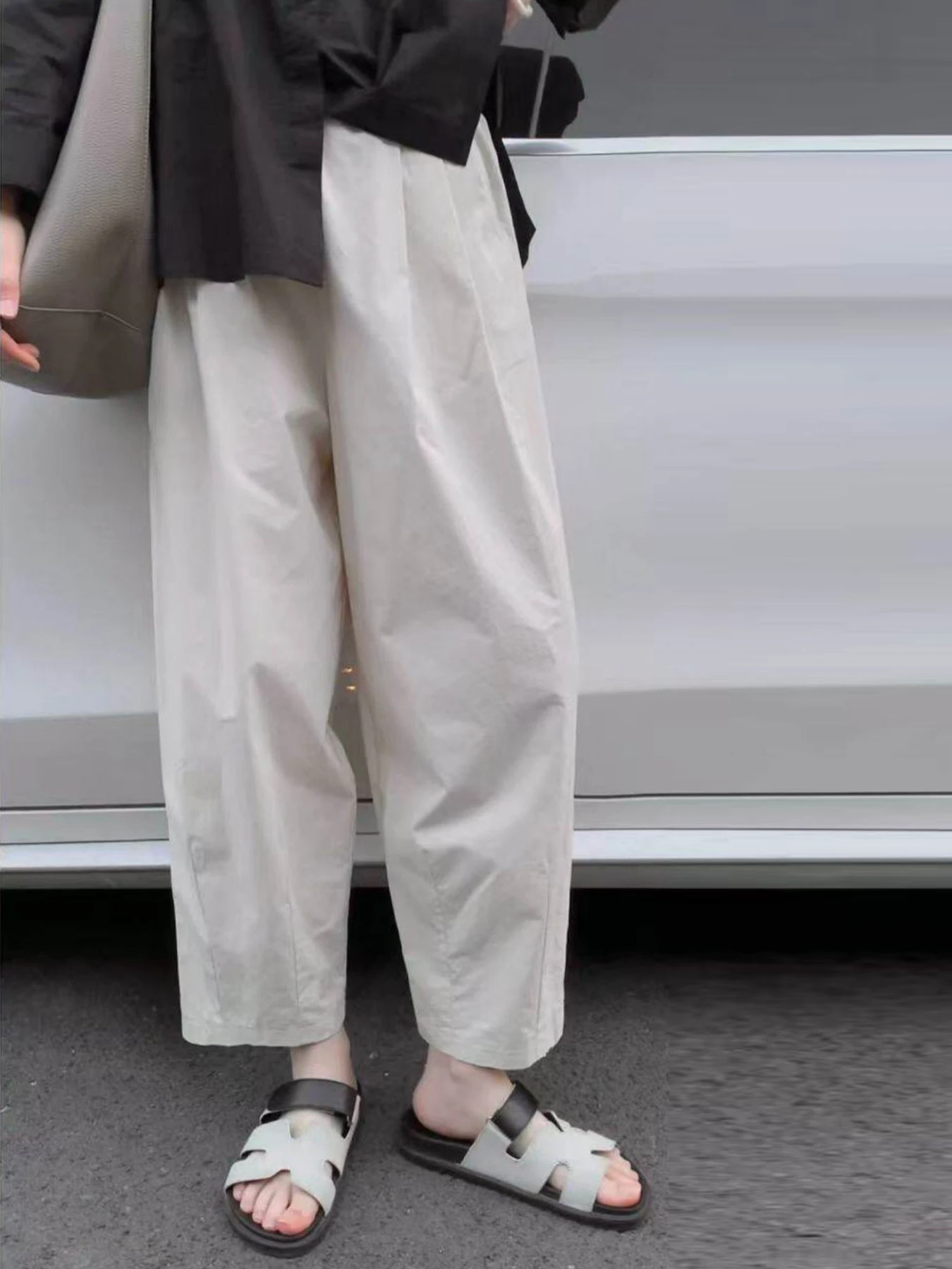 「身長145cm以上向け」ゆったり体型カバー薄手バルーンパンツ
