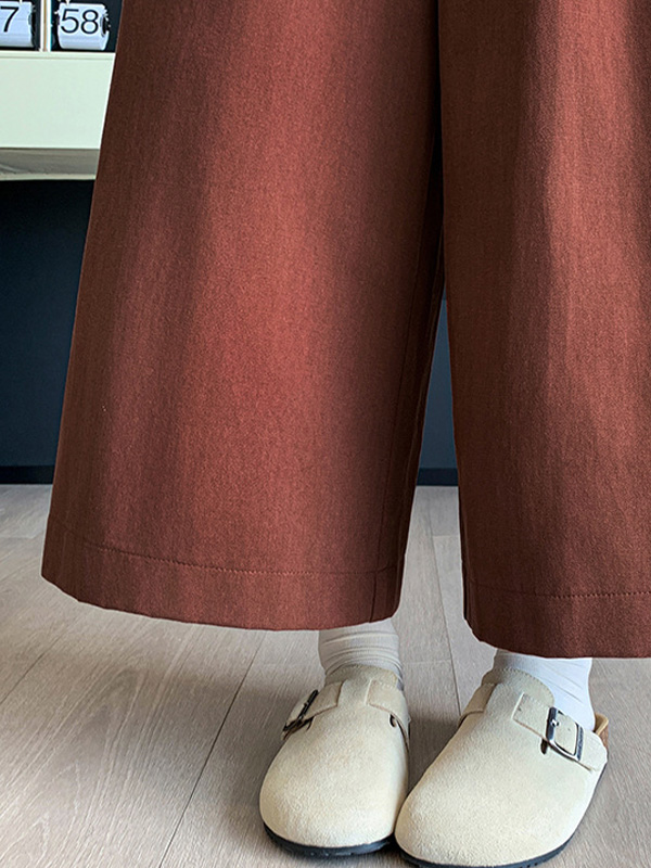 ゆったりハイウエスト細見えワイドパンツ