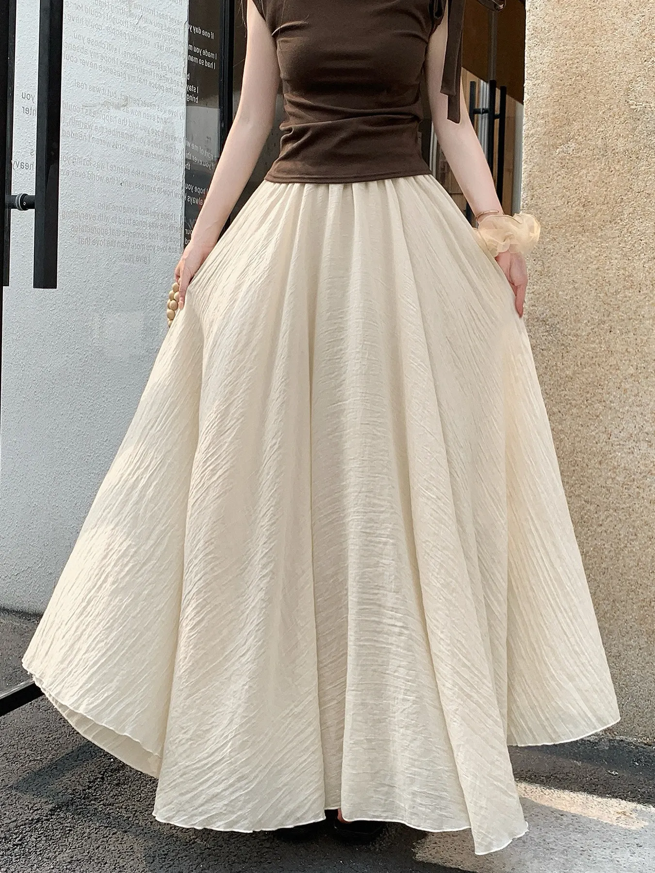 「身長152cm以上向け」コットンリネンフレアスカート