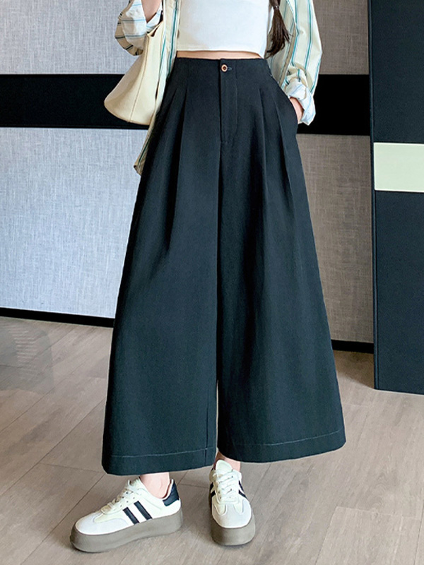 ゆったりハイウエスト細見えワイドパンツ