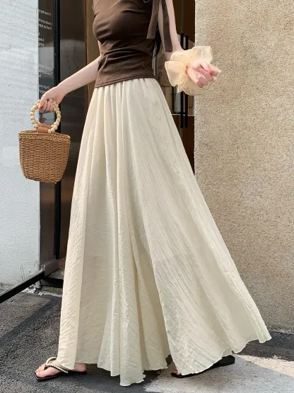 「身長152cm以上向け」コットンリネンフレアスカート