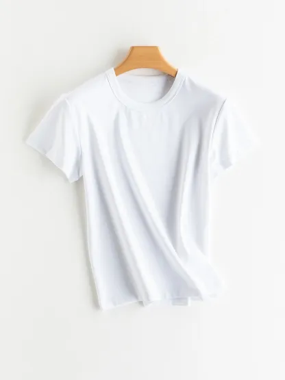 ミニマルな抗菌ノンアイロン半袖Tシャツ