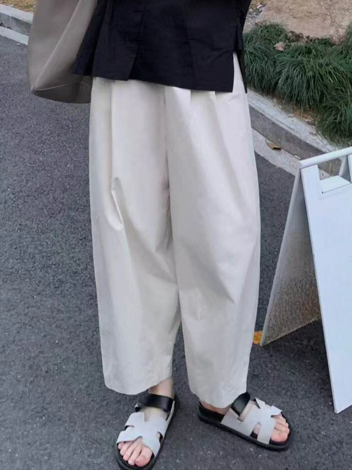 「身長145cm以上向け」ゆったり体型カバー薄手バルーンパンツ
