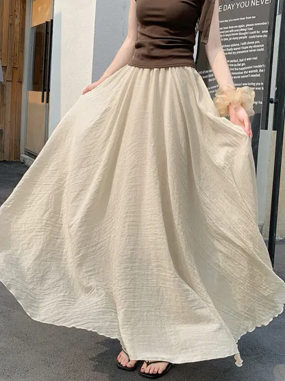 「身長152cm以上向け」コットンリネンフレアスカート