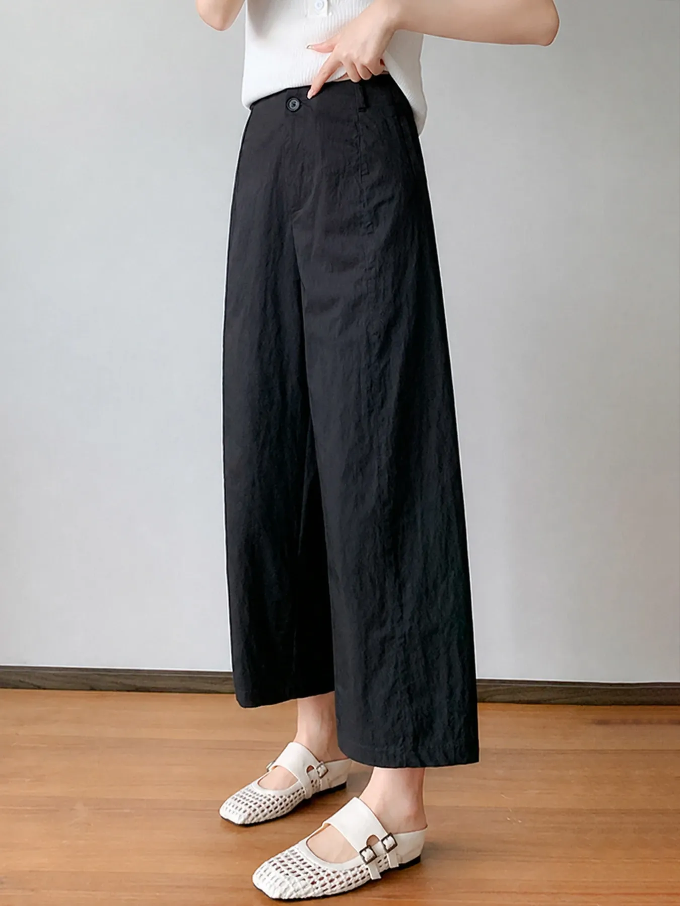 接触冷感速乾カジュアルなストレートパンツ