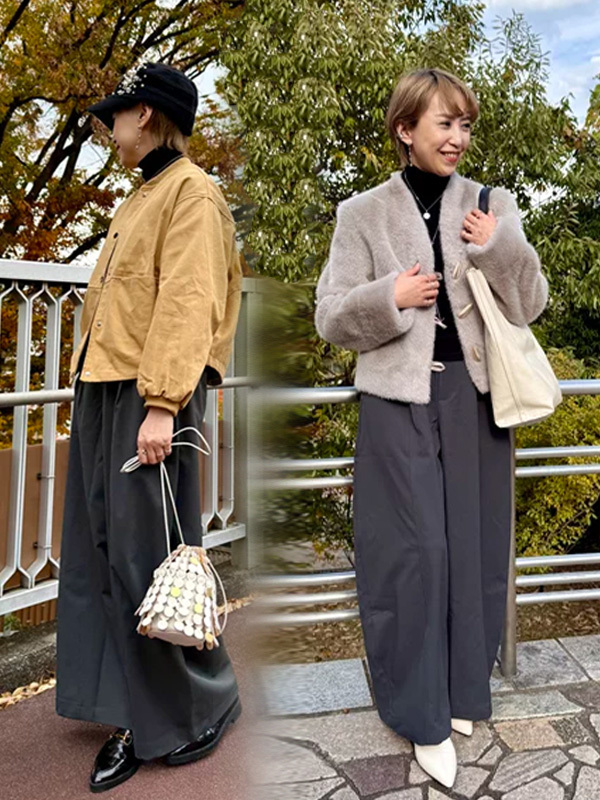 「身長152cm向け」新作抜け感のあるゆったりカーブラインワイドパンツ