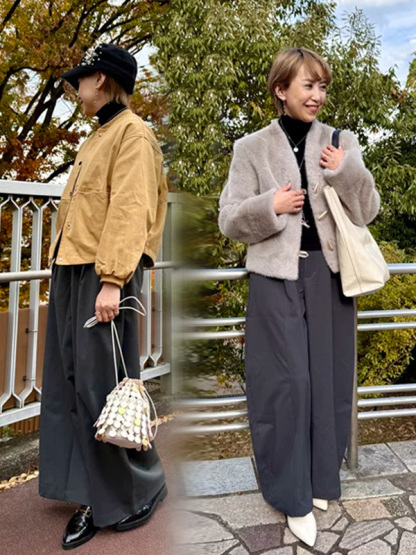 「身長152cm向け」新作抜け感のあるゆったりカーブラインワイドパンツ