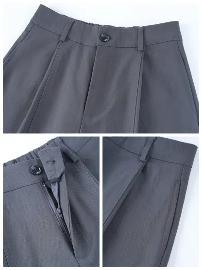 【2点12,690円】「身長145cm以上向け」抜け感ゆったりカーブラインワイドパンツオールシーズン対応・ほどよい厚み