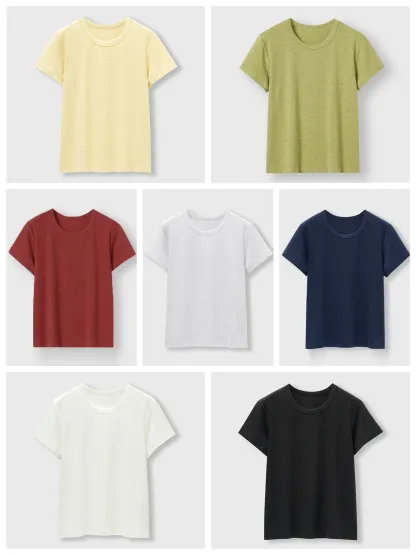 接触冷感快適なコットンモダールシルク混多機能半袖Tシャツ