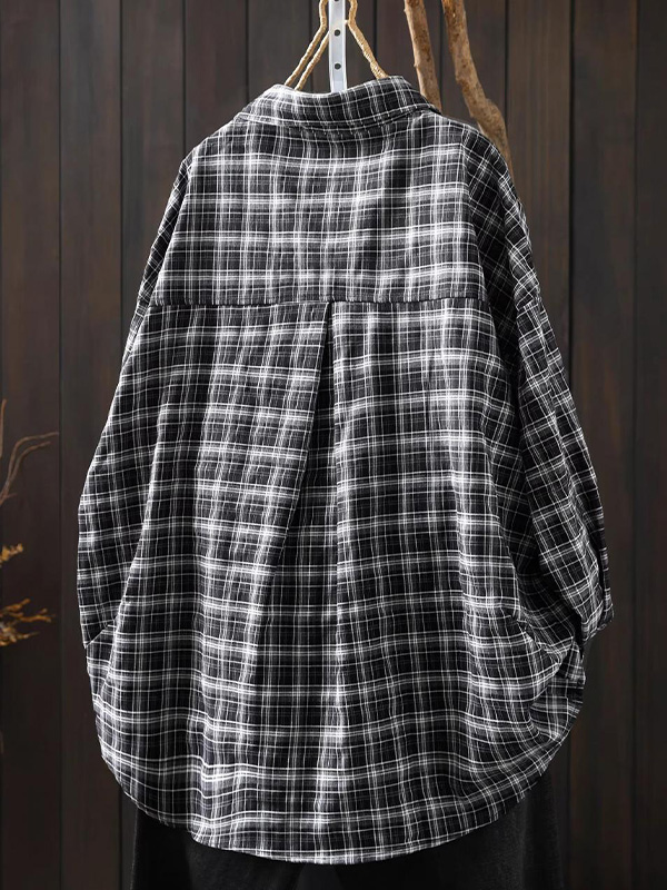 ゆったりシルエットチェック柄シャツ