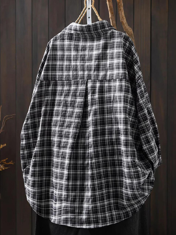 ゆったりシルエットチェック柄シャツ
