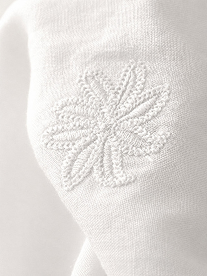 細見え刺繍入り コットンリネン 通気性ワンピース