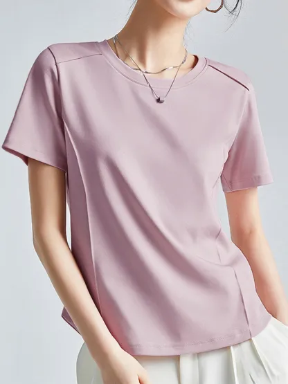 シルケットコットン素材クルーネック半袖Tシャツ