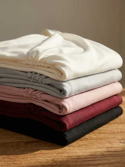 高級感溢れるドレープネックすっきり見え半袖Tシャツ 