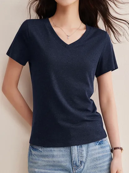 ヴィンテージライクなリヨセルリネン半袖Tシャツ