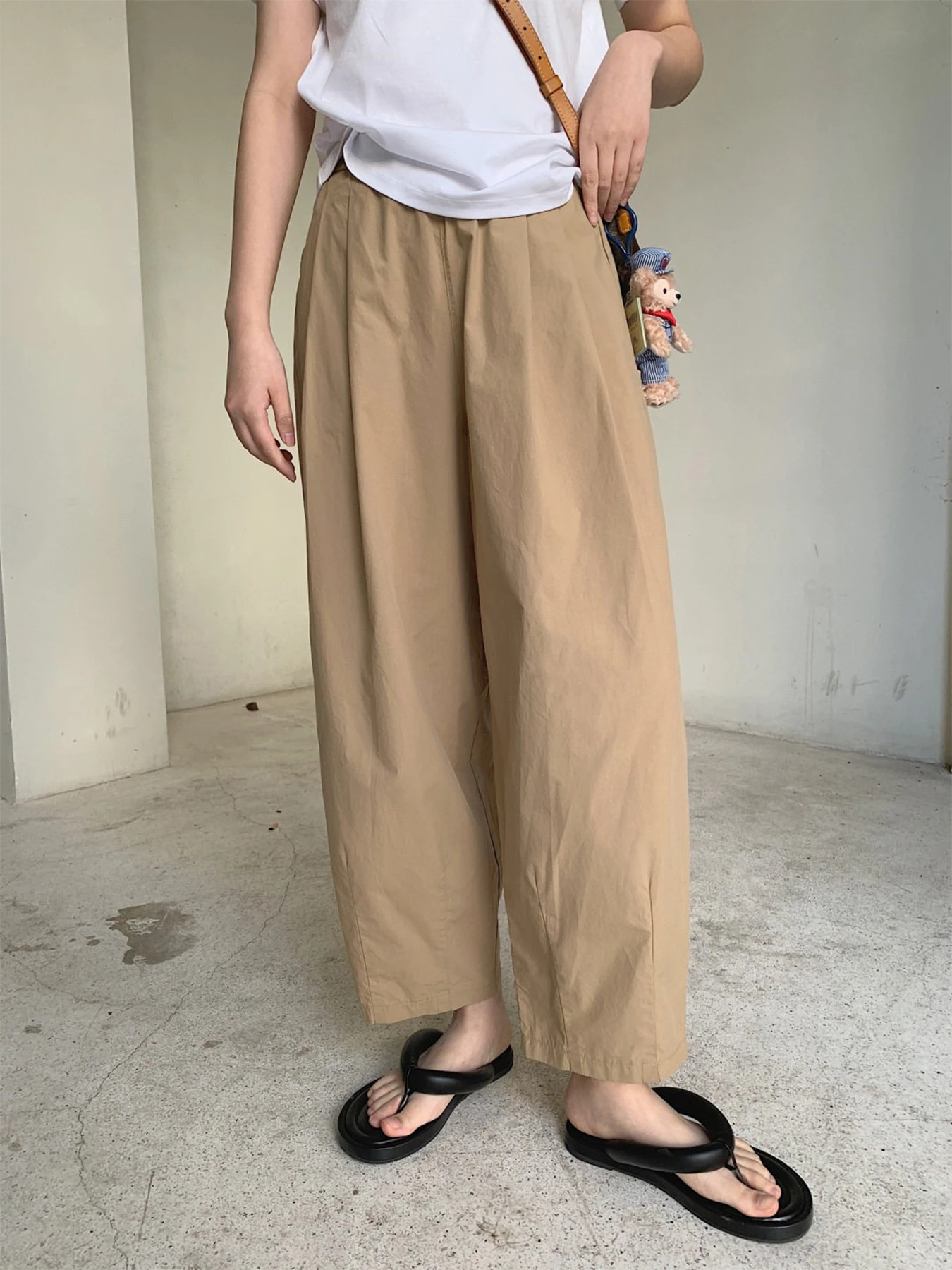 「身長145cm以上向け」ゆったり体型カバー薄手バルーンパンツ