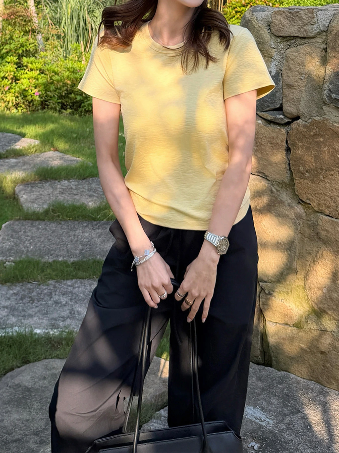 接触冷感快適なコットンモダールシルク混多機能半袖Tシャツ