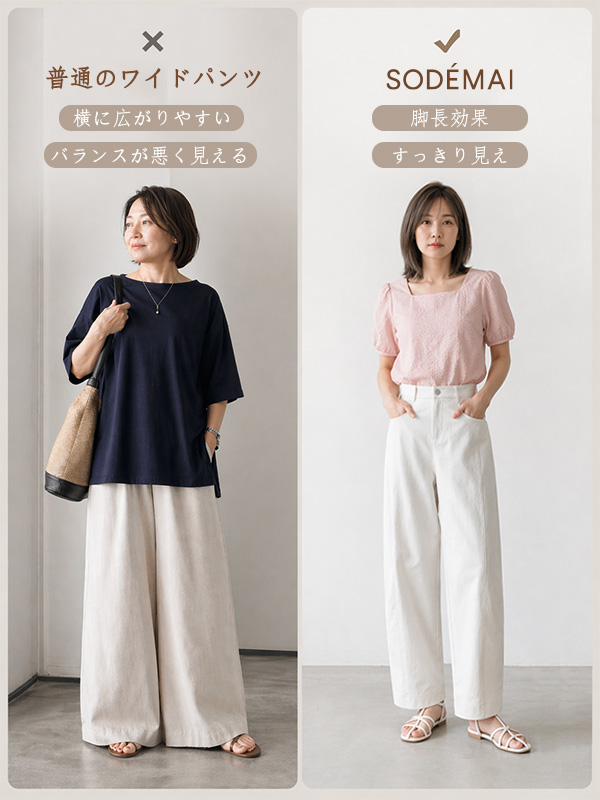 「身長150cm以上向け」新作ゆったり体型カバー後ろゴムカーブパンツ