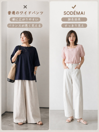 「身長150cm以上向け」新作ゆったり体型カバー後ろゴムカーブパンツ