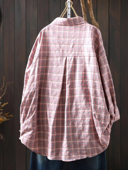 ゆったりシルエットチェック柄シャツ