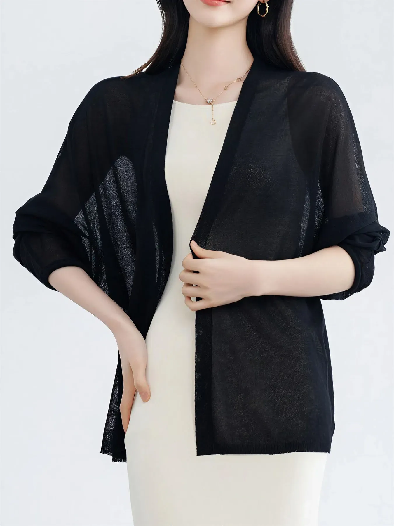 ゆったりUVカット薄手ニットカーディガン