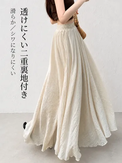 「身長152cm以上向け」コットンリネンフレアスカート