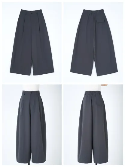 【2点12,690円】「身長145cm以上向け」抜け感ゆったりカーブラインワイドパンツオールシーズン対応・ほどよい厚み