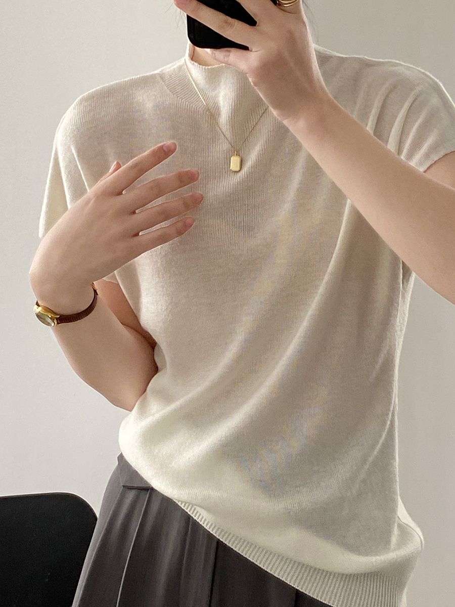ニットモックネックTシャツ