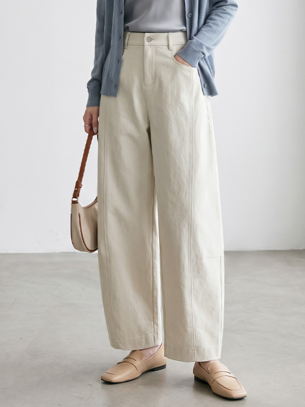 「身長150cm以上向け」新作ゆったり体型カバー後ろゴムカーブパンツ