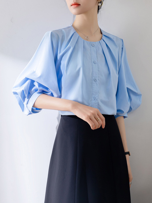 【2点8,260円】レトロフレンチ風パフスリーブブラウス