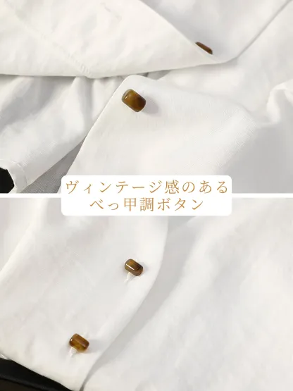 後ろウエストゴム仕様フレンチスリーブブラウス