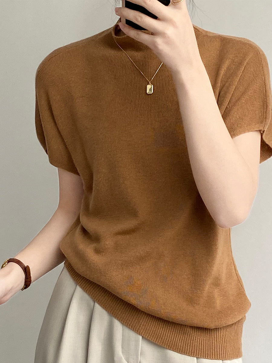 ニットモックネックTシャツ