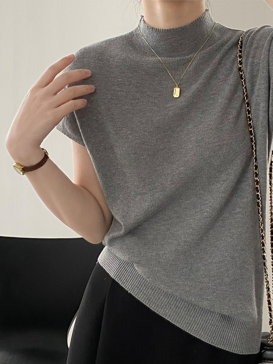 ニットモックネックTシャツ