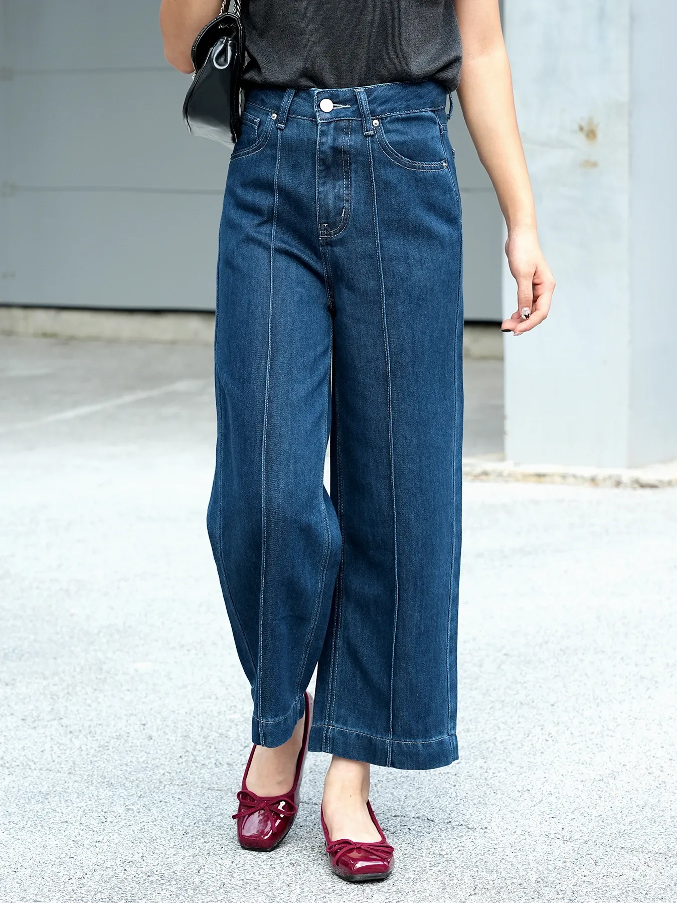 「身長145cm以上向け」低身長向けハイウエスト細見えストレートデニムパンツ
