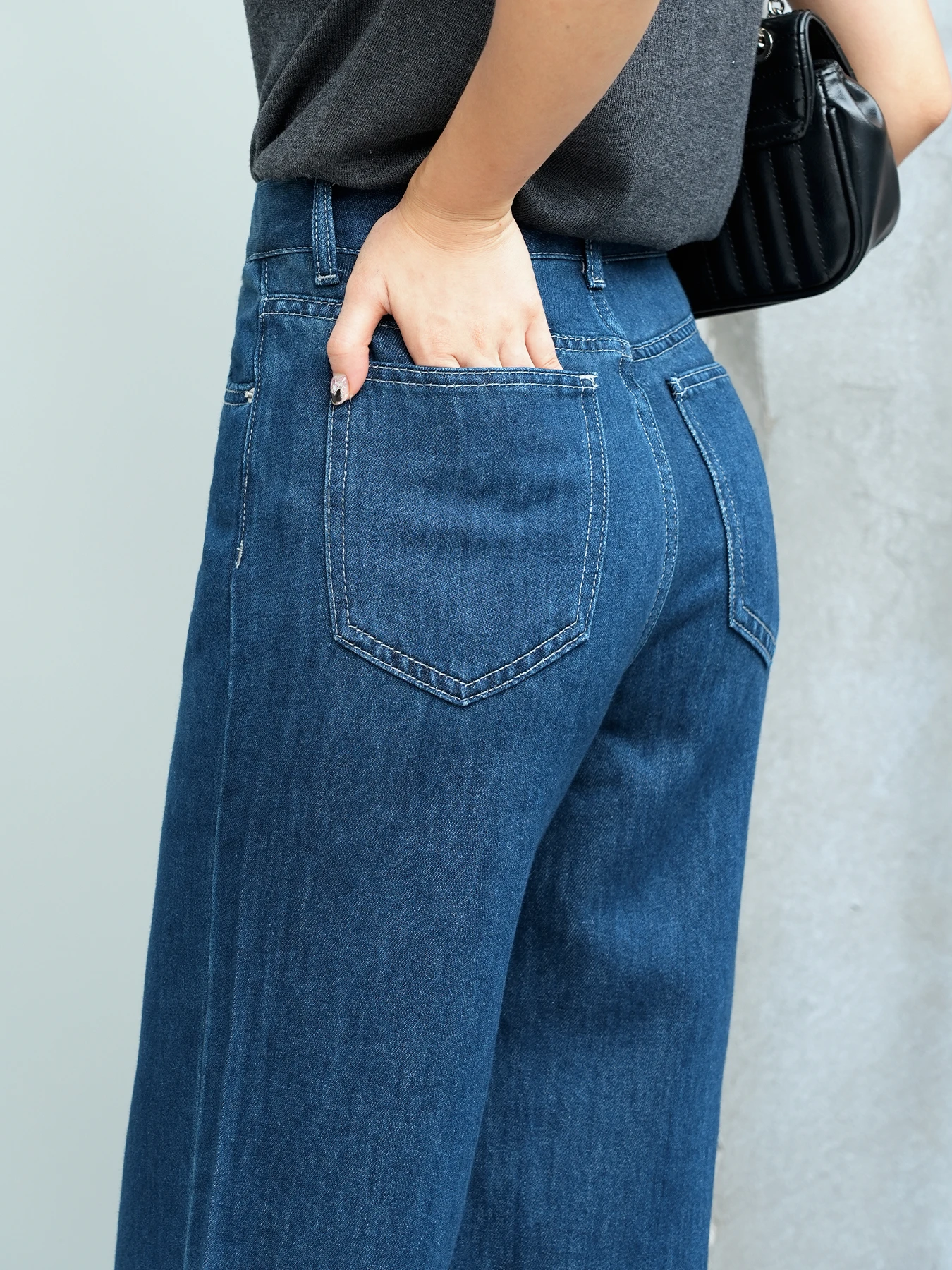 「身長145cm以上向け」低身長向けハイウエスト細見えストレートデニムパンツ