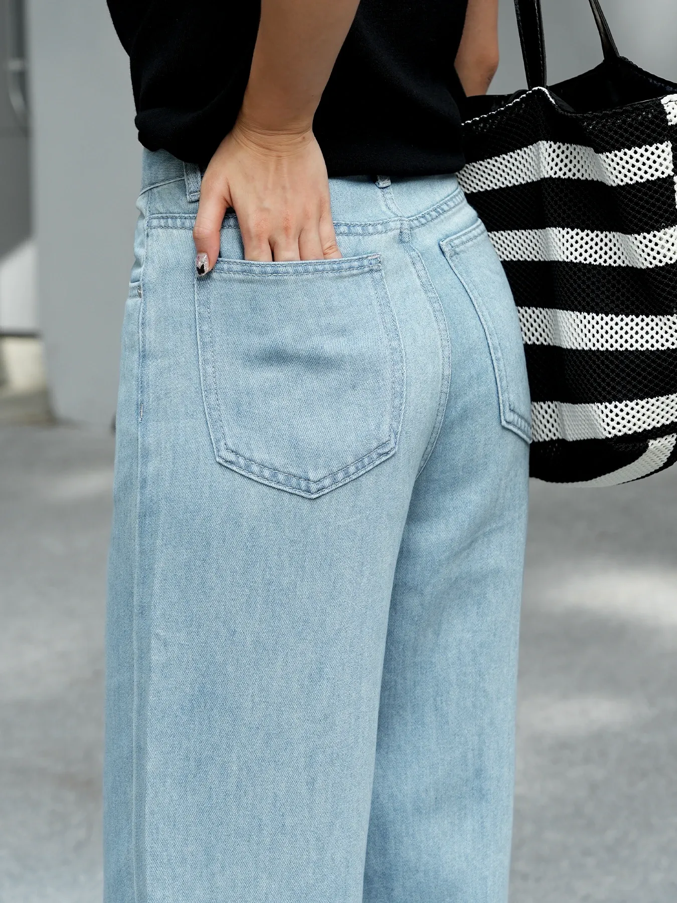 「身長145cm以上向け」低身長向けハイウエスト細見えストレートデニムパンツ
