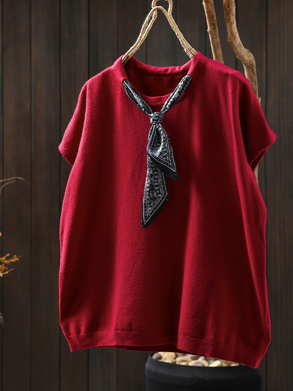 新作スカーフタイ若見え ノースリーブTシャツトップス