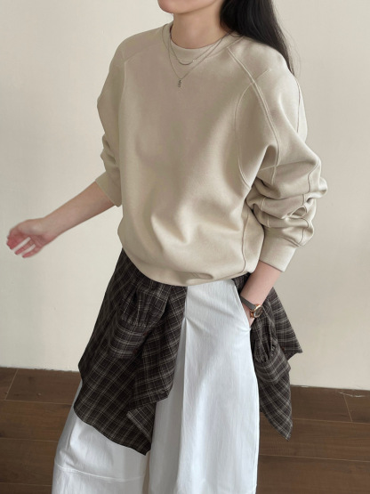 ゆったりショート丈クルーネックスウェット-Sodemai