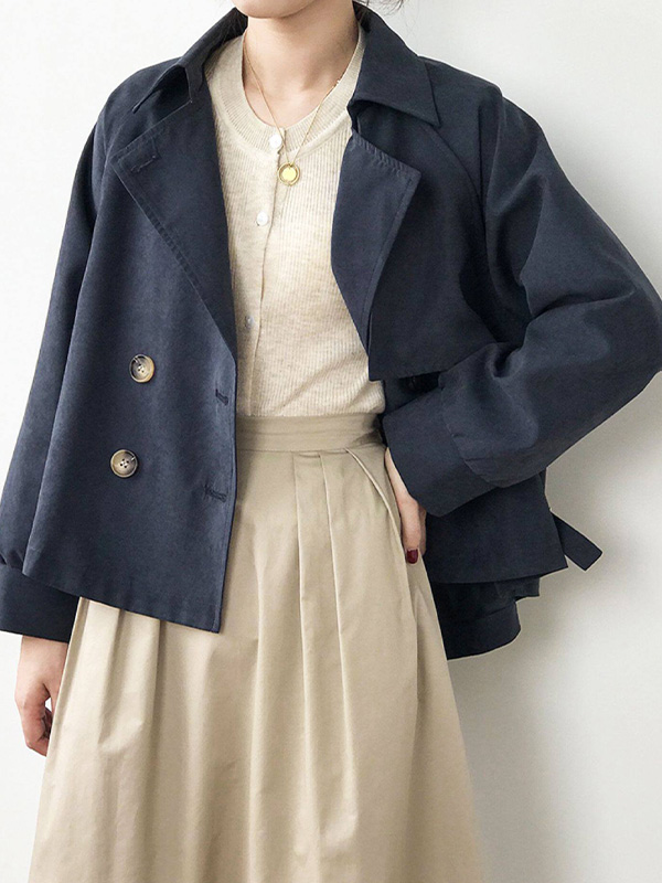 小柄さん向けレトロ風ゆったりショート丈ワークジャケット