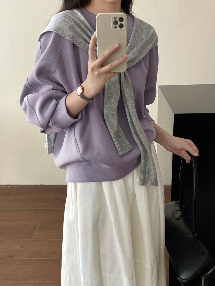 ゆったりショート丈クルーネックスウェット-Sodemai