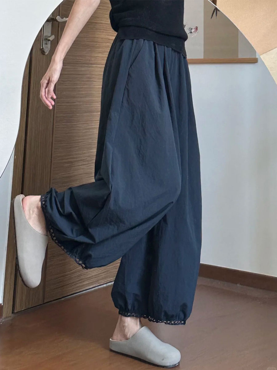 「身長145～160cm向け」小柄さん向け細見えハイウエストワイドバルーンパンツ-Sodemai