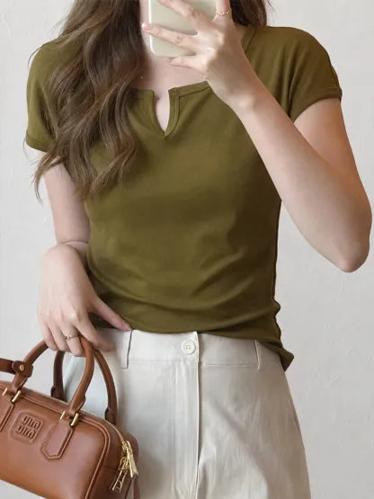 テンセルウール混素材ドルマンスリーブ半袖Tシャツ
